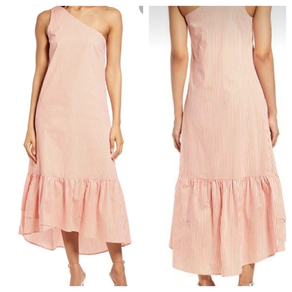 Fourteenth Place Strip One-Shoulder Dress